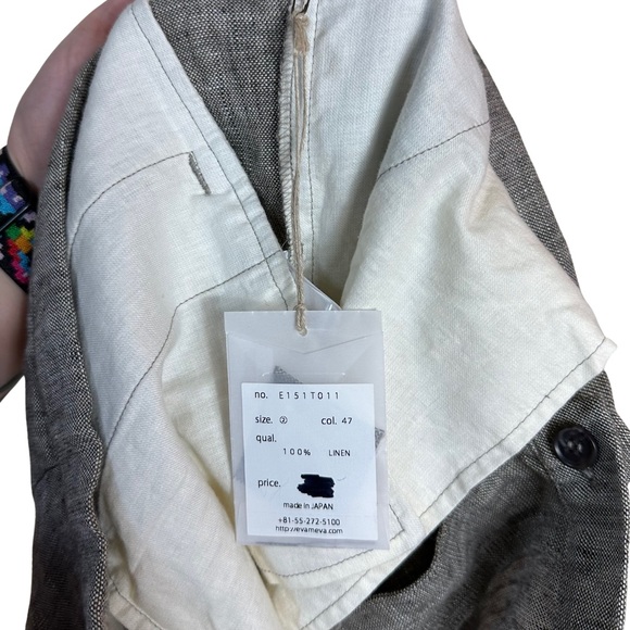 Evam Eva Linen Tan Brown Straight Leg Crop Ankle Cropped Lightweight Pants 2 NWT - Picture 7 of 11